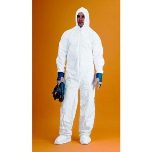 Keystone Safety KeyGuard® Coverall/Bunny Suit, Attached Hood & Boots, Zipper Front, White, M, 25/Case CVL-KG-B-MD